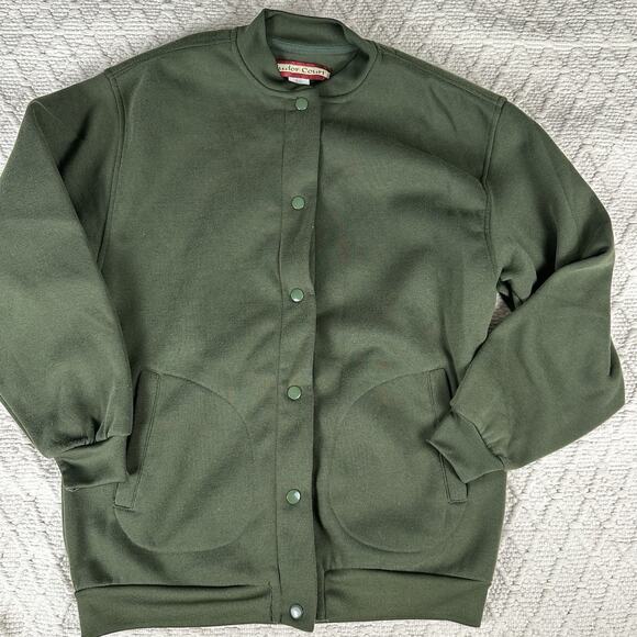 Tudor Court Men’s M Green Button-Up Sweatshirt Jacket Snap Front Pockets - Picture 1 of 5